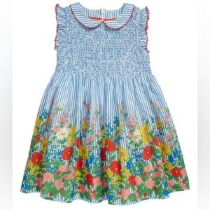 Mini Boden Floral Blue Dress 3-4Y